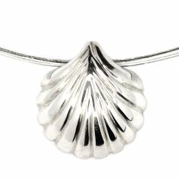 Handmade Silver Necklace Round Clam