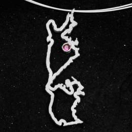 Handmade Silver Necklace Ithaca Map Outline