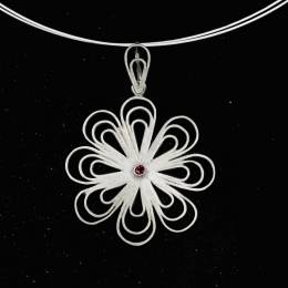 Handmabe Silver Necklace Flower