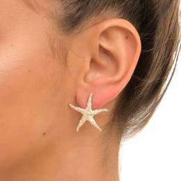 Handmade Sterling  Silver Earrings Star Fish  Med