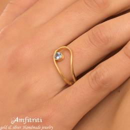 Handmade Goldplated Silver Drop Ring